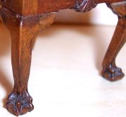 Detail of the ball-and-claw feet on Joe Murter's Chippendale chair. These were a specialty of his. Each one measures a mere 1/4" wide!